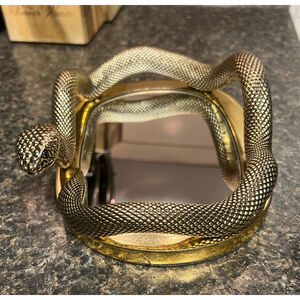 New Bath & Body Works 3" x 8" x 6" Gold Coiled Snake Mirror Tray